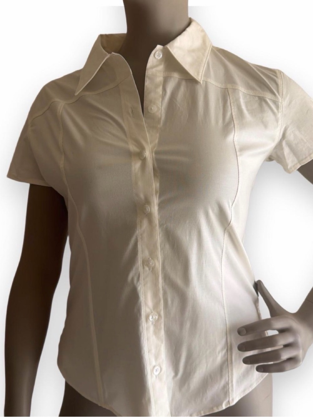 Patagonia women’s sz 6 Short-Sleeve Button Front Shirt in Cream NWT